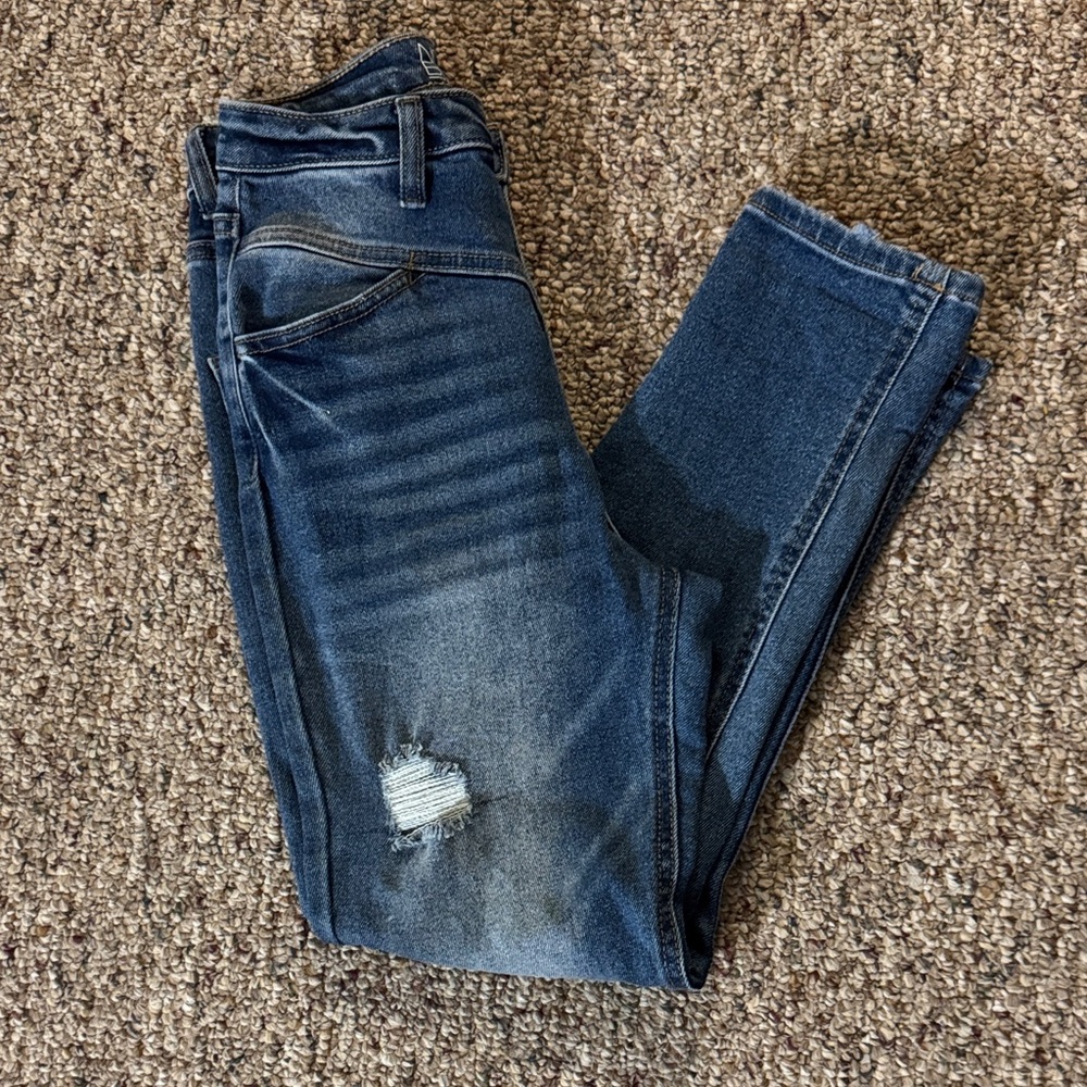 No Boundaries Dark Blue Distressed Skinny Jeans